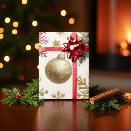 Papel De Regalo Green Gold Snowflake Holiday acuarela de lujo