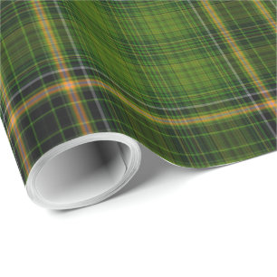Papel De Regalo Green Gold Tartan Plaid