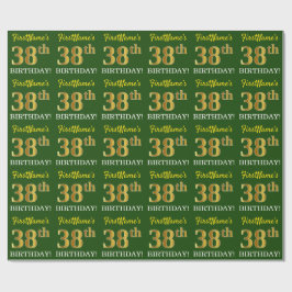 Papel De Regalo Green, Imitation Gold Look "38th BIRTHDAY"