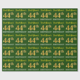 Papel De Regalo Green, Imitation Gold Look "44th BIRTHDAY"