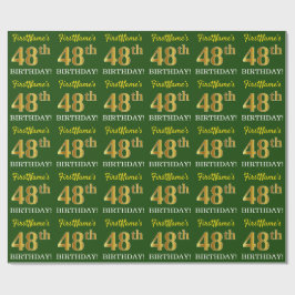 Papel De Regalo Green, Imitation Gold Look "48th BIRTHDAY"