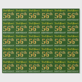 Papel De Regalo Green, Imitation Gold Look "56th BIRTHDAY"