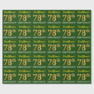 Papel De Regalo Green, Imitation Gold Look "78th BIRTHDAY"