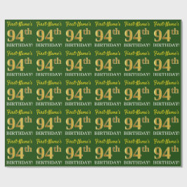 Papel De Regalo Green, Imitation Gold Look "94th BIRTHDAY"