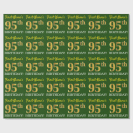 Papel De Regalo Green, Imitation Gold Look "95th BIRTHDAY"