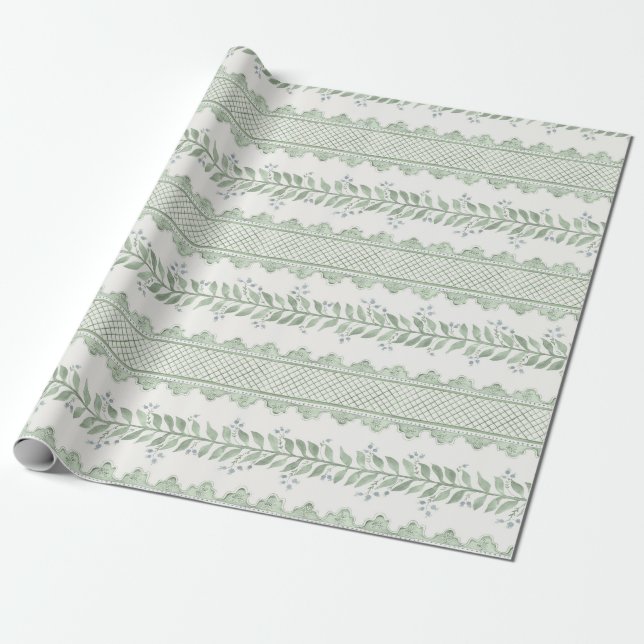 Papel De Regalo Green Ivystripes (Desenrollado)
