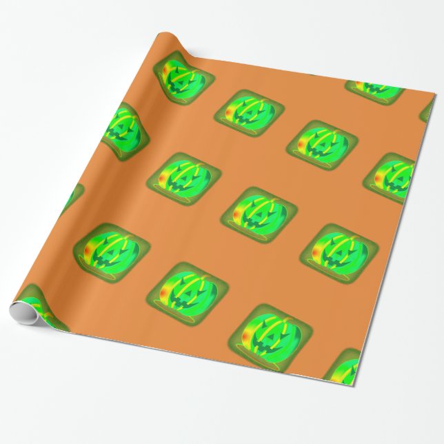 Papel De Regalo Green Jack o'lantern Halloween Thunder_Cove (Desenrollado)