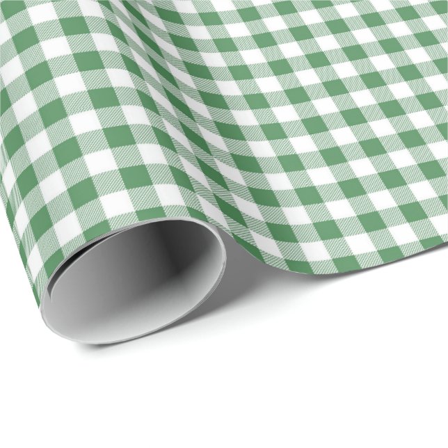 Papel De Regalo Green | Libro de ajuste de Gingham blanco (Esquina del rollo)