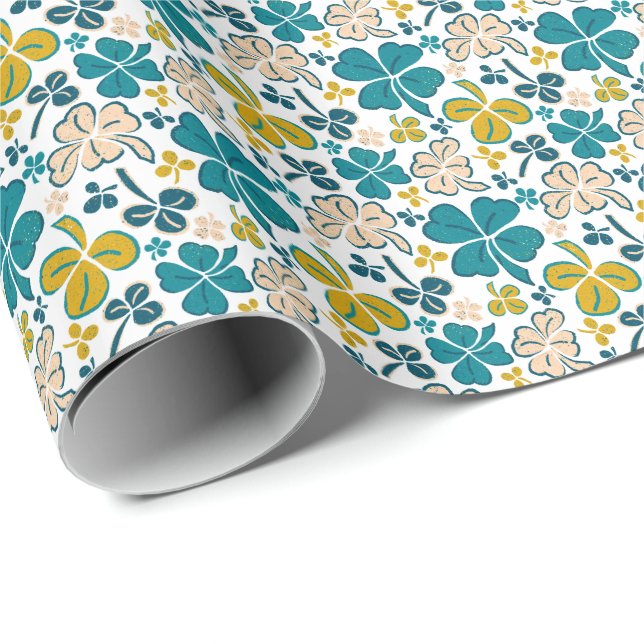 Papel De Regalo Green Lucky Shamrock Clover St. Patrick's Day Wra (Esquina del rollo)