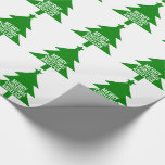 Papel De Regalo Green Merry Christmas Tree Holidays Custom Name<br><div class="desc">Papel de envolvimiento de silueta verde y blanco de árbol de Navidad. Ideal para los regalos de los adultos y los niños. Personalizar con el nombre del adulto o del niño. Es una idea divertida de envolver regalos.</div>