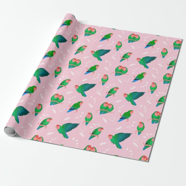 Papel De Regalo Green Peach Facer Lovebird (Desenrollado)