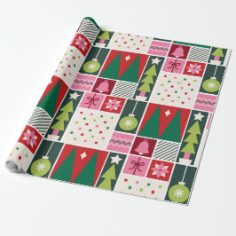 Papel De Regalo Green Red Pink Geometric Modern Christmas Wrapping