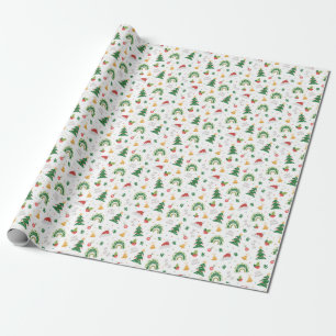 Papel De Regalo Green Red White Feliz Navidad