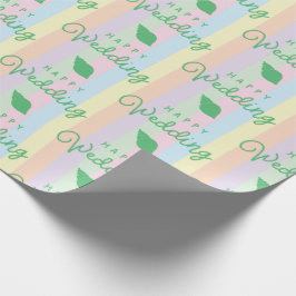 Papel De Regalo Green Seasheles Happy Boda Text Rainbow Striped
