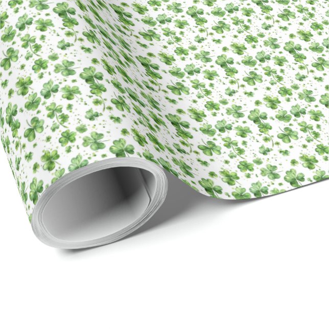 Papel De Regalo Green Shamrock Gift Wrap Paper (Esquina del rollo)