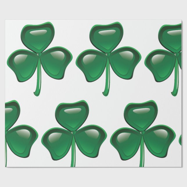 Papel De Regalo Green Shamrock Three-Leaf Clover (Superficie plana)