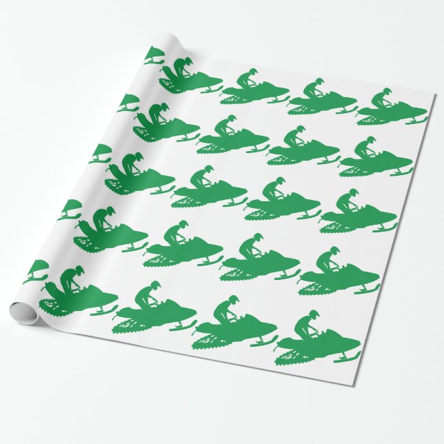 Papel De Regalo Green Snowmobile (Desenrollado)