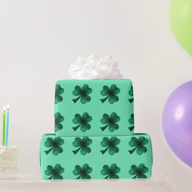 Papel De Regalo Green Sparkles Shamrock St. Patrick (Regalos de fiesta)
