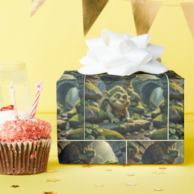 Papel De Regalo Green Troll Under a Stone Bridge (Fiesta de cumpleaños )