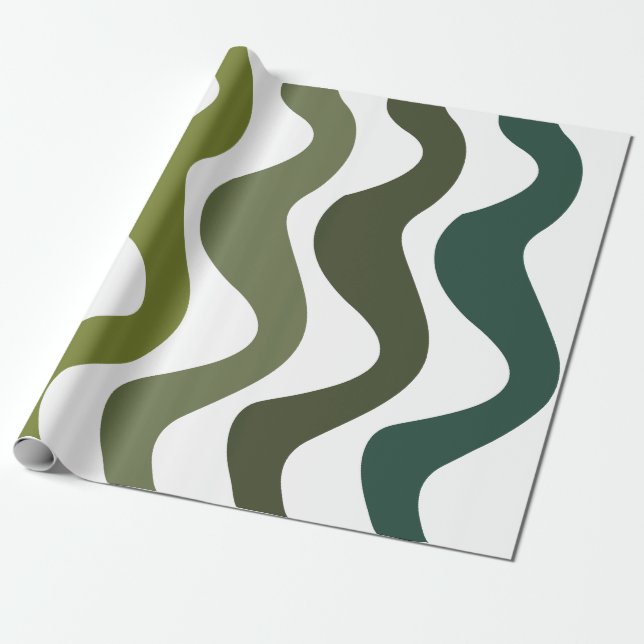 Papel De Regalo Green Wavy Stripes (Desenrollado)