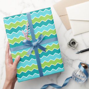 Papel De Regalo Green y Blue Zigzag energéticos para la celebració