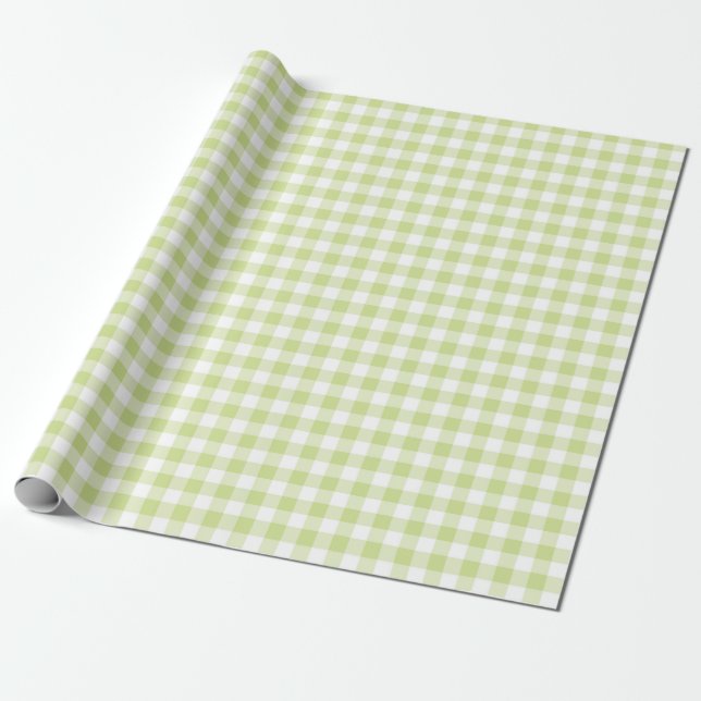 PAPEL DE REGALO GREEN Y WHITE GINGHAM PLAID (Desenrollado)