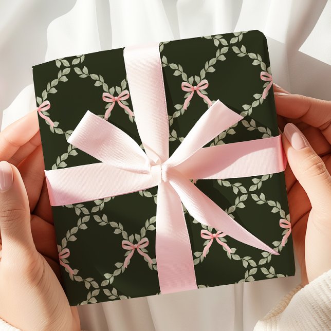 Papel De Regalo Greenery Pink Bow Trellis (Subido por el creador)