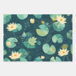 Papel de Regalo GreenLilyPad Juego de 3 Flatwrap
