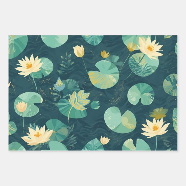 Papel de Regalo GreenLilyPad Juego de 3 Flatwrap (Anverso)