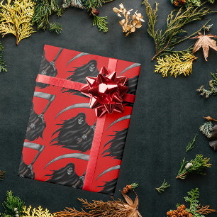 Papel De Regalo Grim Reaper gótico con Scythe