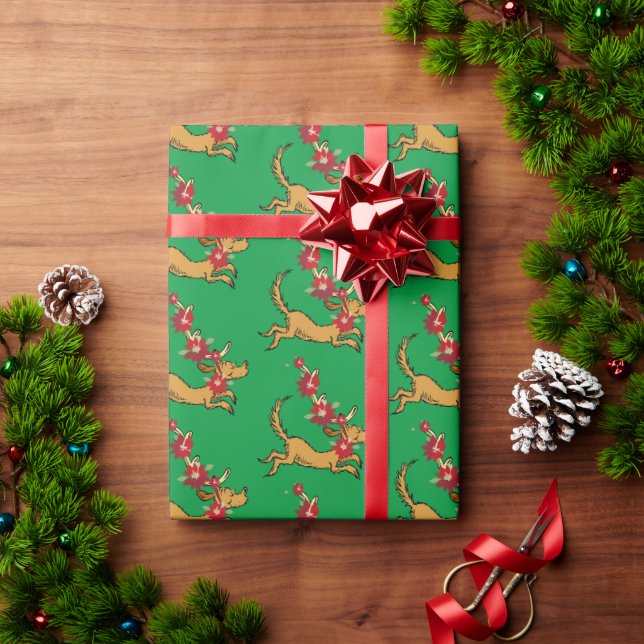 Papel De Regalo Grinch | Máx Navidades Pointsettia (Regalo de vacaciones)