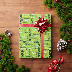 Papel De Regalo Grinch sarcástico Patrón de frase sarcástica de