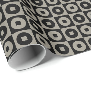 Papel De Regalo Gris aluminio y cuadrado círculo negro