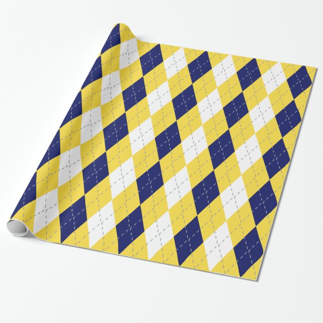 Papel De Regalo Gris amarillo piña que XL Argyle (Desenrollado)