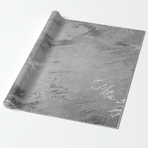 Papel De Regalo Gris Black Silver Gráfica Marble Glam brillante