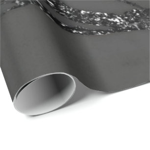 Papel De Regalo Gris Black Spark Graphic Purpurina Marble Stone Lu