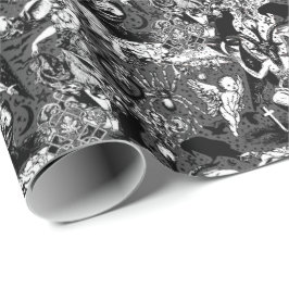 Papel De Regalo Gris Black Witchy Gothic Gótico victoriano Baphome