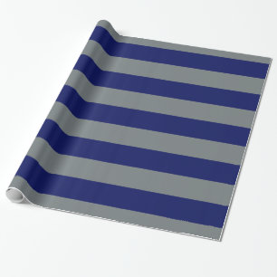 Papel De Regalo Gris Carbón, Azul Marino XL Patrón de Rayas V