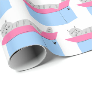 Papel De Regalo Gris Cat In Box