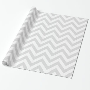 Papel De Regalo Gris Claro Blanco XL Patrón Chevron ZigZag