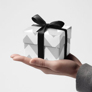 Papel De Regalo Gris claro y Chevron blanco