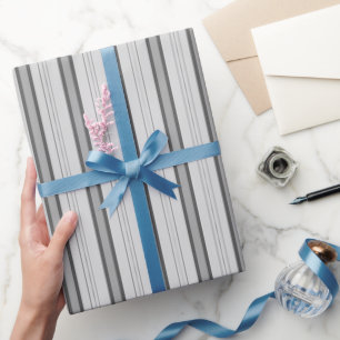 Papel De Regalo Gris Claro y Gris Rayas Gruesas y Delgadas