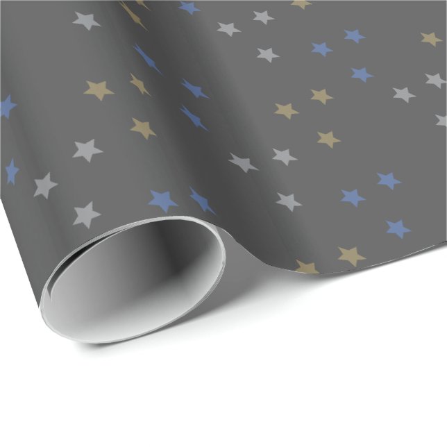 Papel de regalo gris con patrón de estrellas para  (Esquina del rollo)