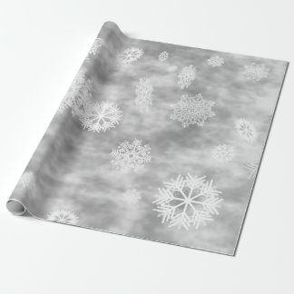 Papel De Regalo Gris de plata de la caída de los copos de nieve