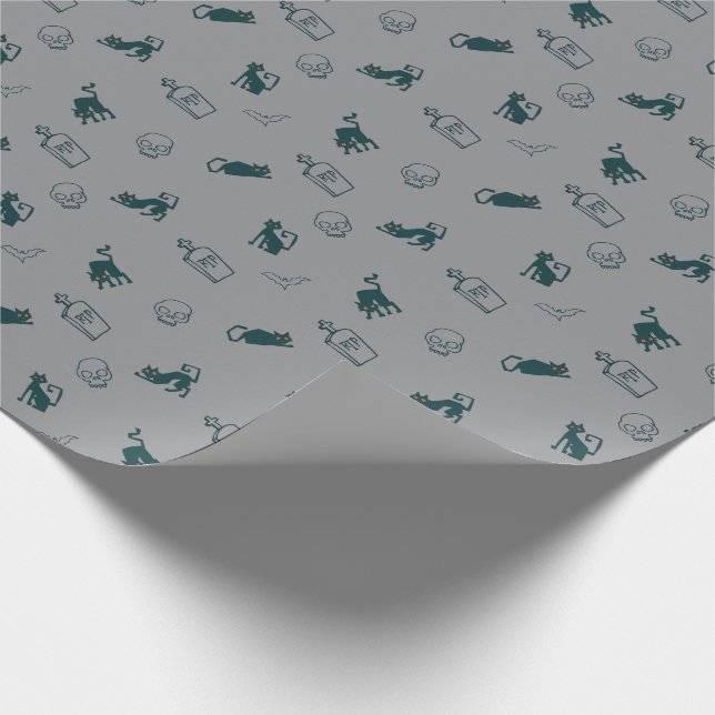 Papel De Regalo Gris - 💀 de regalo de patrón de Halloween (Esquina)
