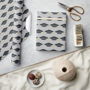 Papel De Regalo Gris del patrón de mayúsculas de graduación