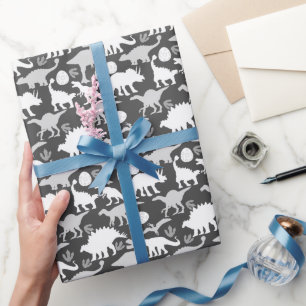 Papel De Regalo Gris Dino Pattern D Gray BG