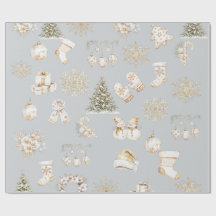 Papel de regalo gris dorado de Navidad
