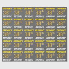Papel De Regalo Gris, Dorado Falso/Imitación, "38º CUMPLEAÑOS"