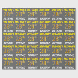 Papel De Regalo Gris, Dorado Falso/Imitación, "CUMPLEAÑOS 28"
